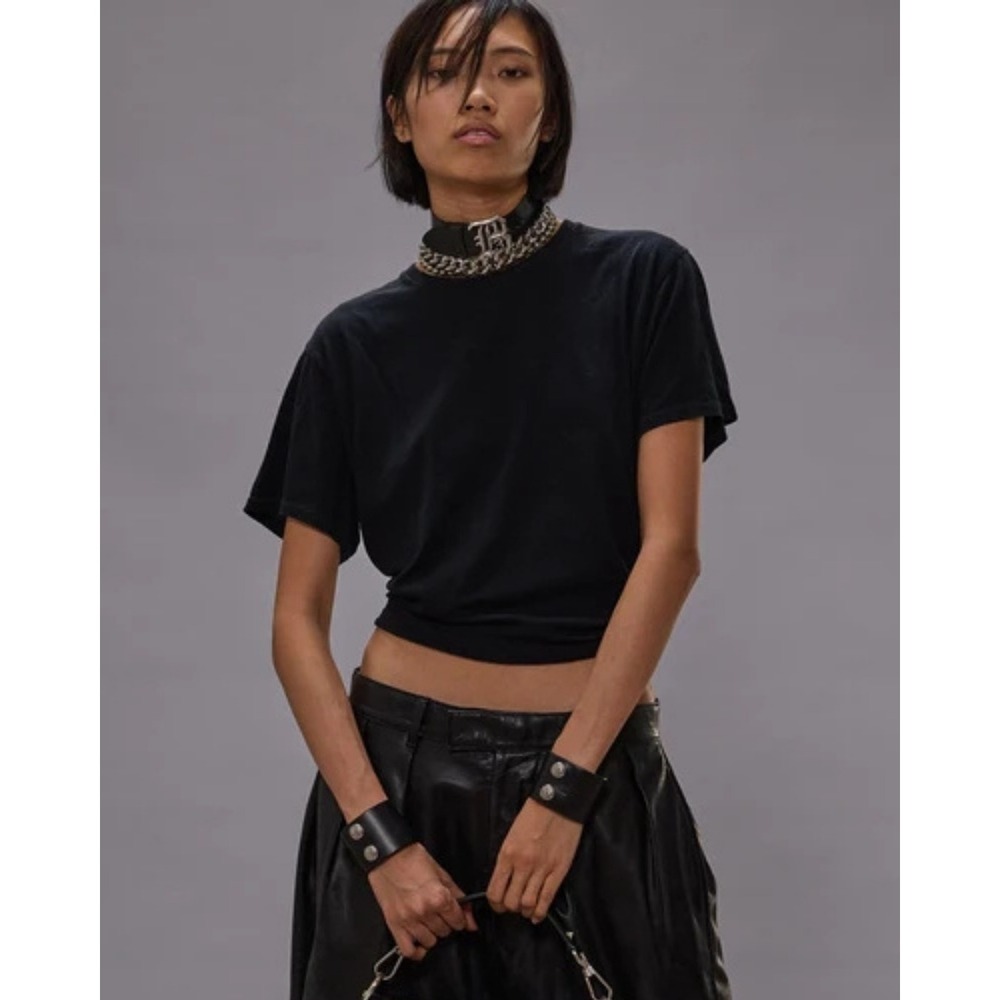 R13 Tight Waist Tee S Black Cotton Cashmere Short Sleeve T-Shirt R13WK290-K001A